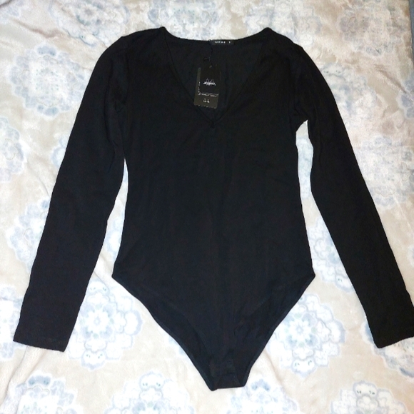 Mangdiup black seemless long sleeve bodysuit - Picture 1 of 5